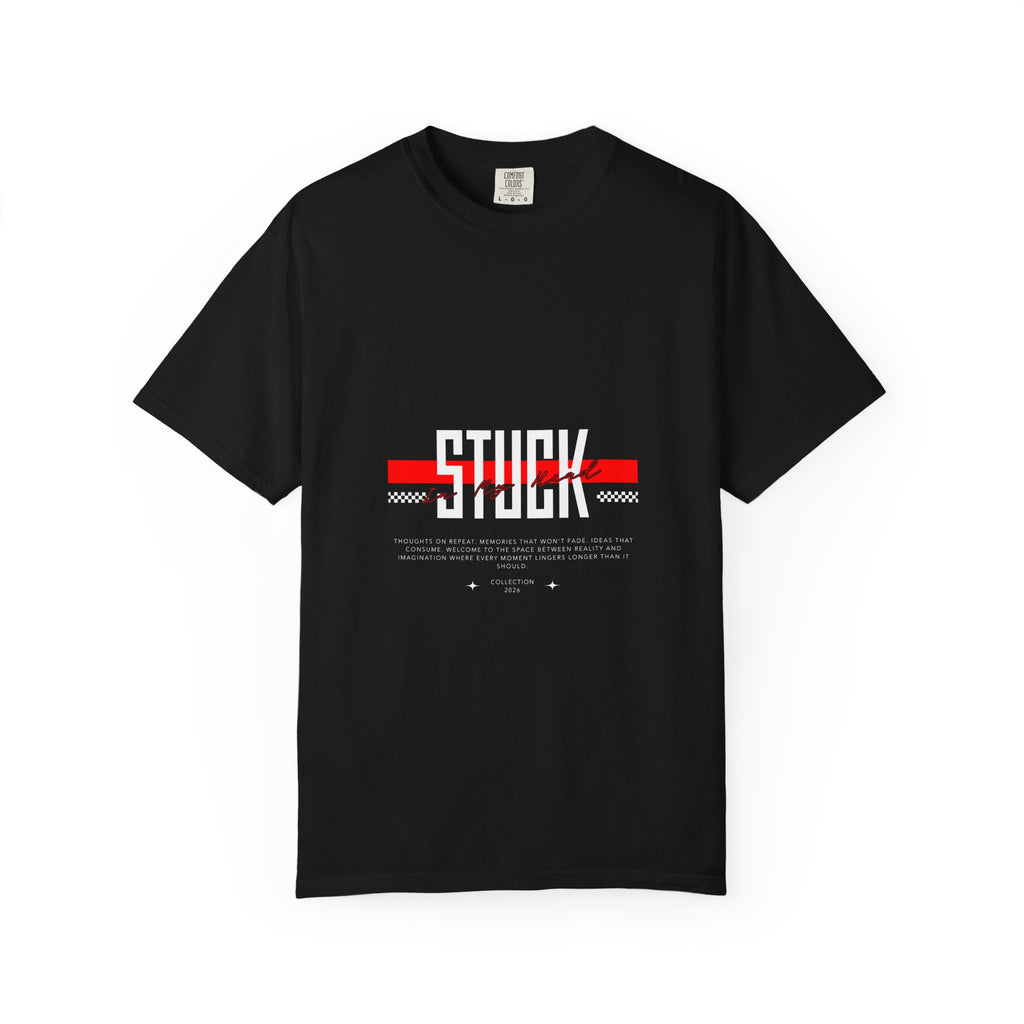 Stuck Graphic Tee — Bold Typographic Black T-Shirt