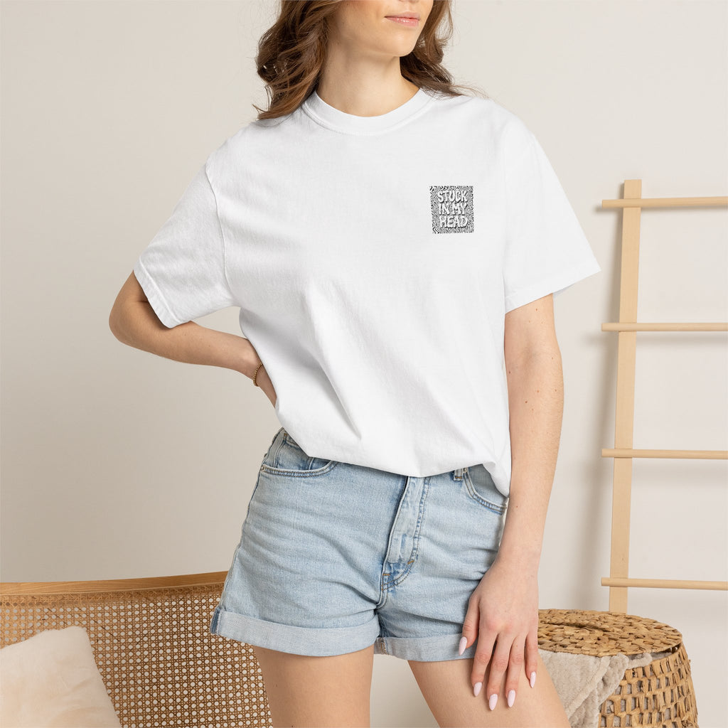 White 'Stuck In My Head' Pocket Design Tee